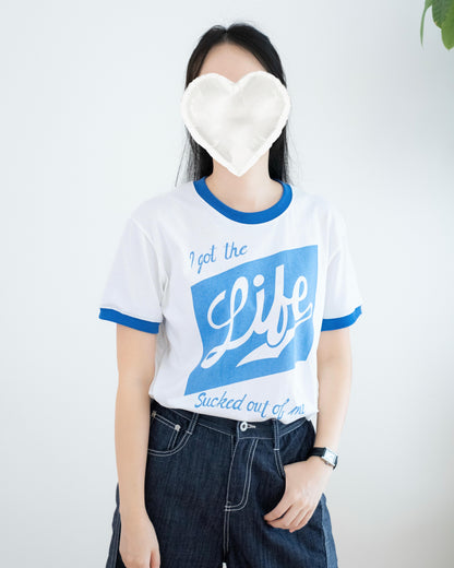 圓領拼色圖案短袖Tee