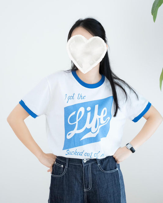 圓領拼色圖案短袖Tee