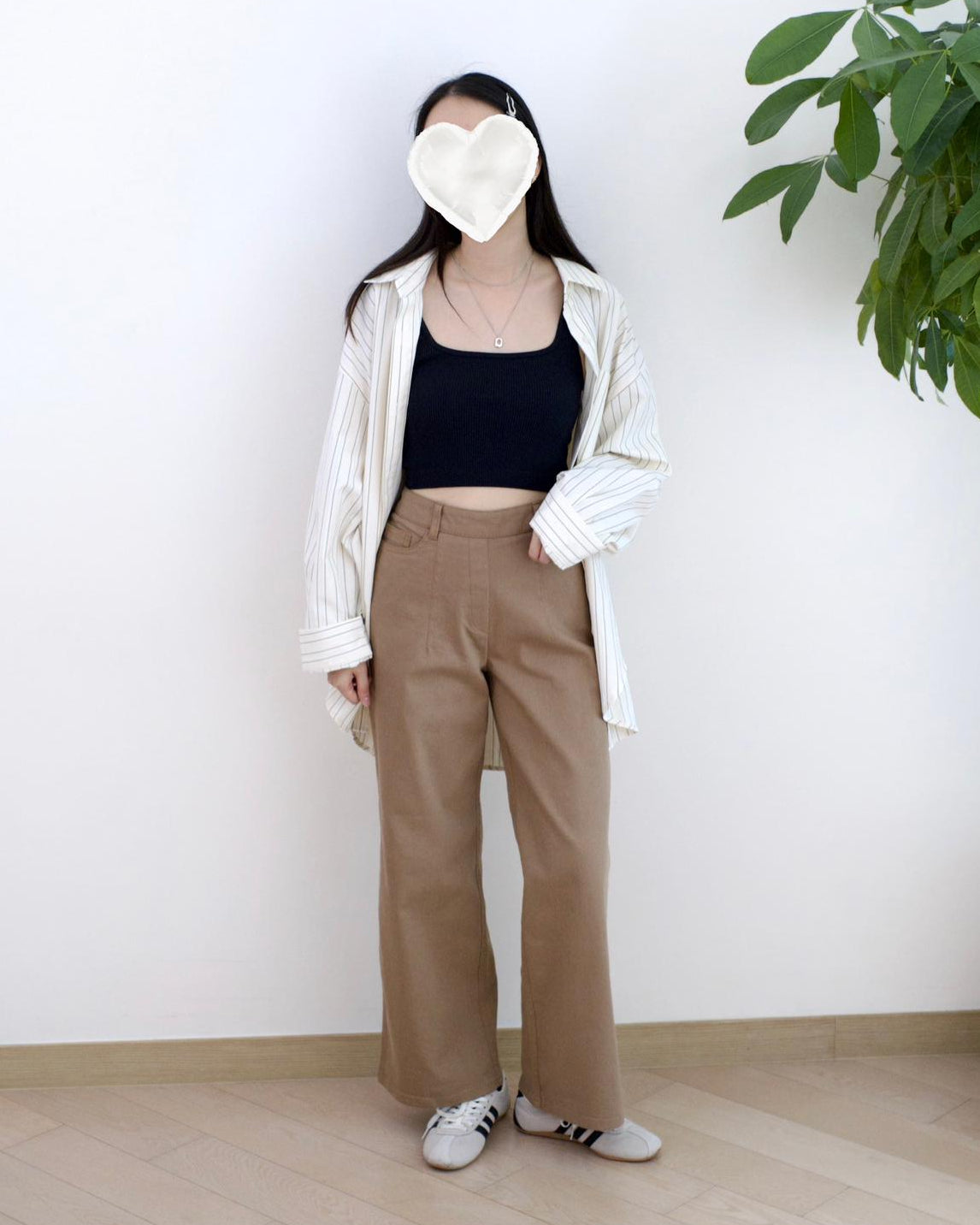 韓國明線直腳扯布褲