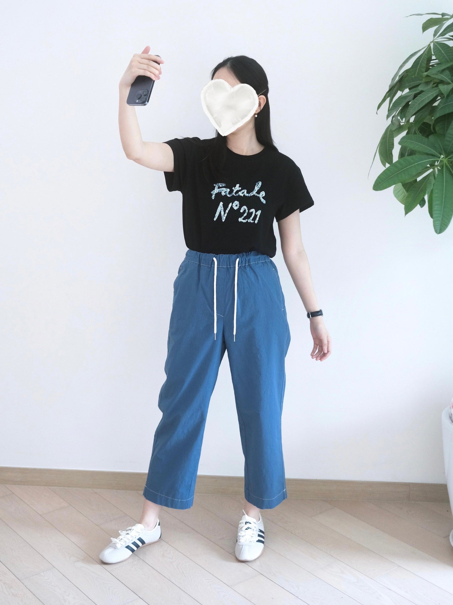 韓國全橡筋直筒扯布褲