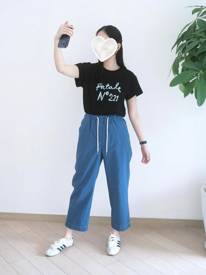 韓國全橡筋直筒扯布褲