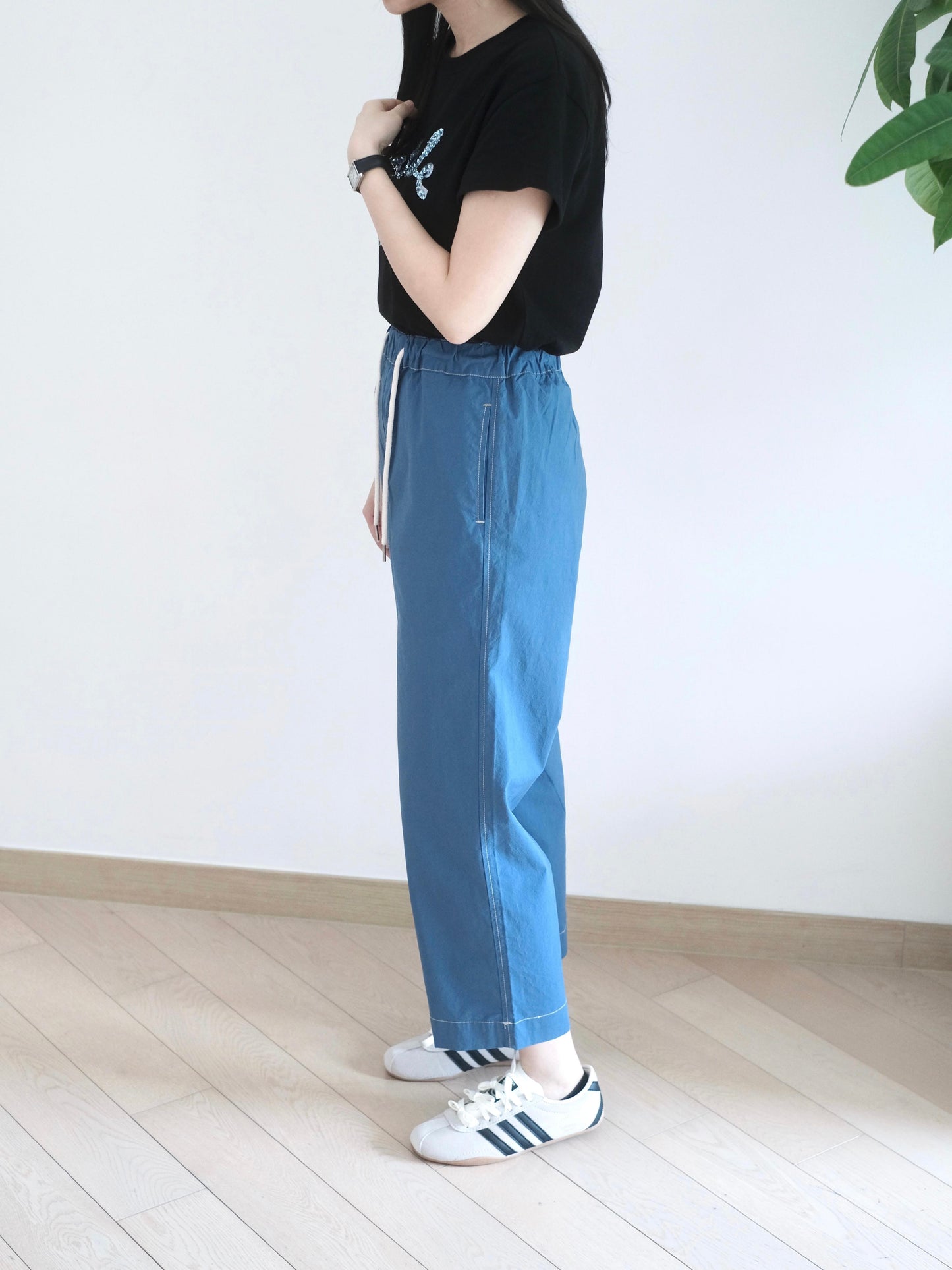韓國全橡筋直筒扯布褲