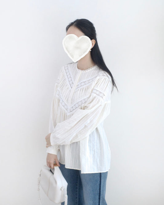 韓國Lace通花邊小襯衫