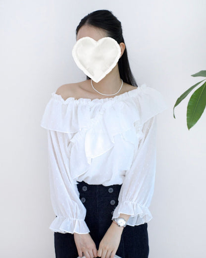 韓國Ruffle波點襯衫