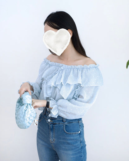 韓國Ruffle波點襯衫