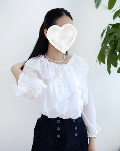 韓國Ruffle波點襯衫
