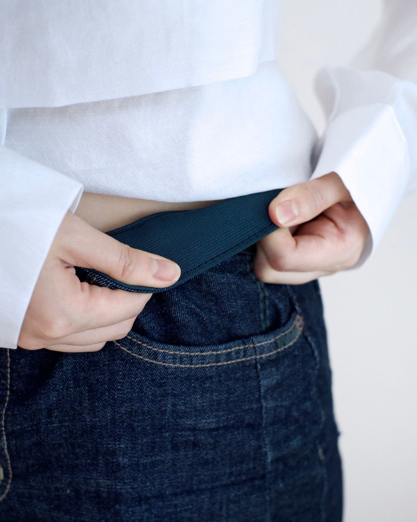 韓國牛仔開衩中長裙