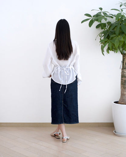 韓國牛仔開衩中長裙