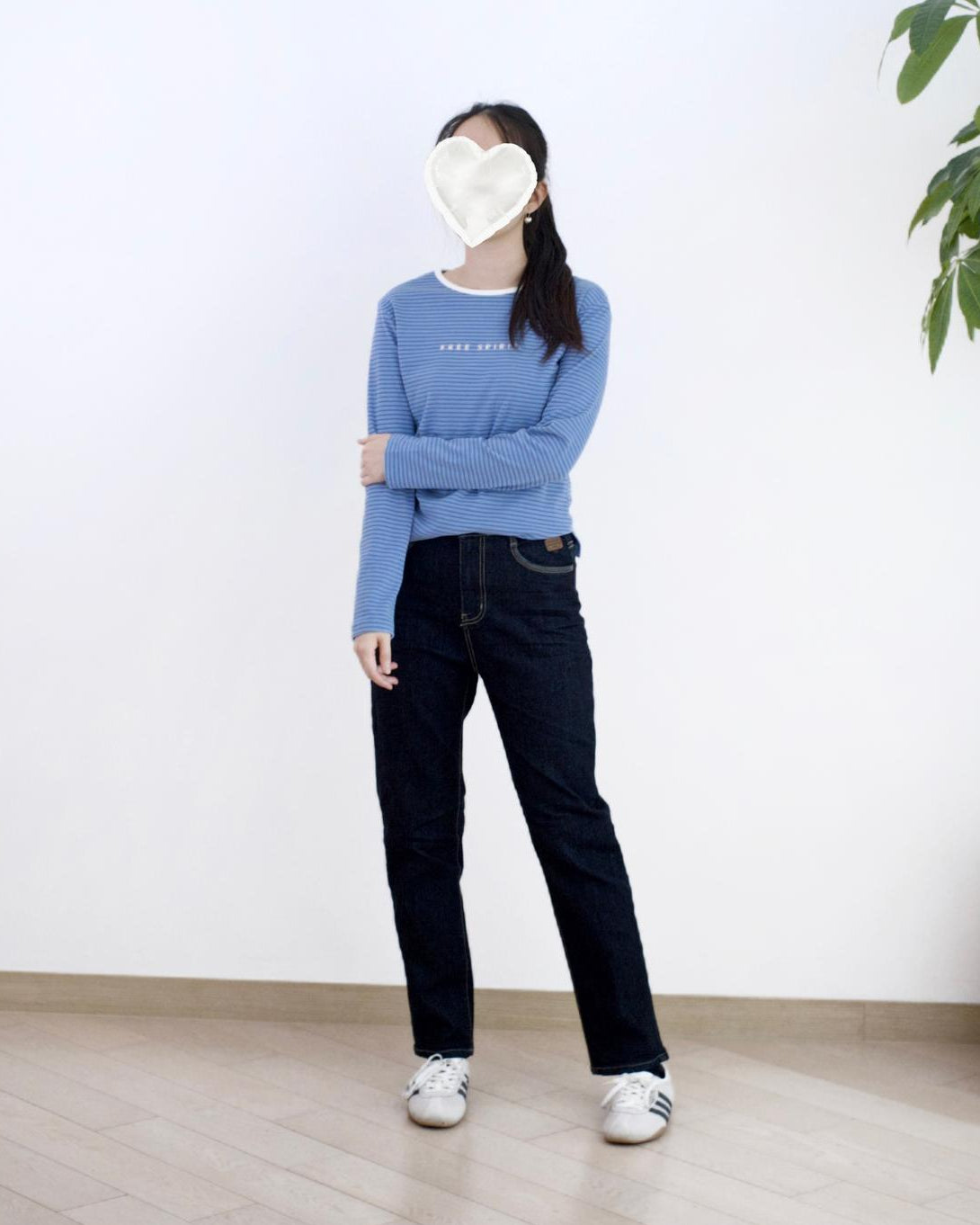 韓國原色直腳牛仔褲