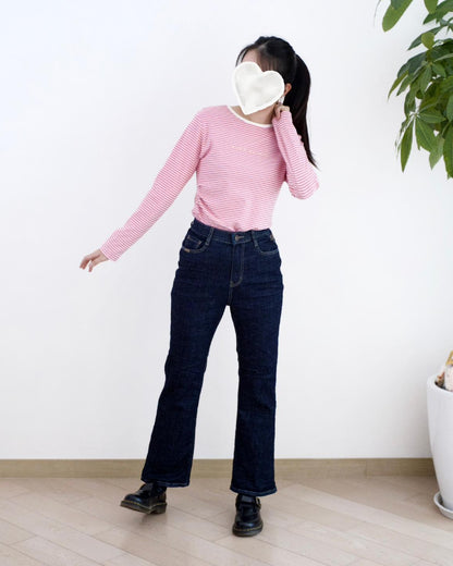 韓國原色微喇叭牛仔褲