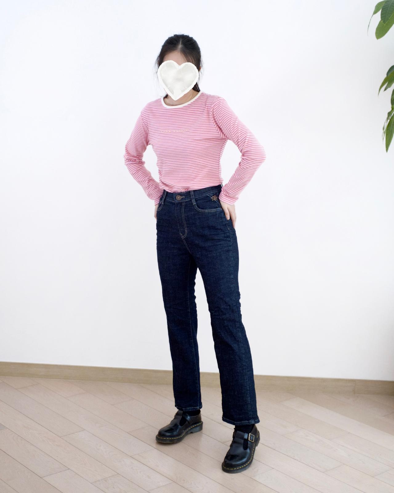 韓國原色微喇叭牛仔褲