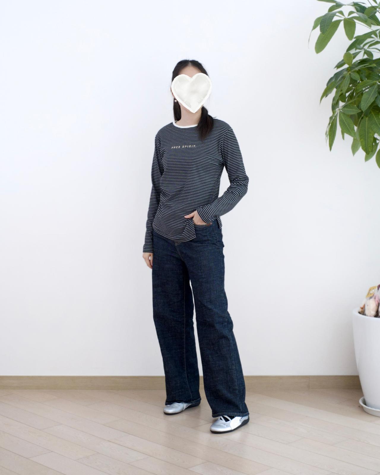 韓國原色闊筒牛仔褲