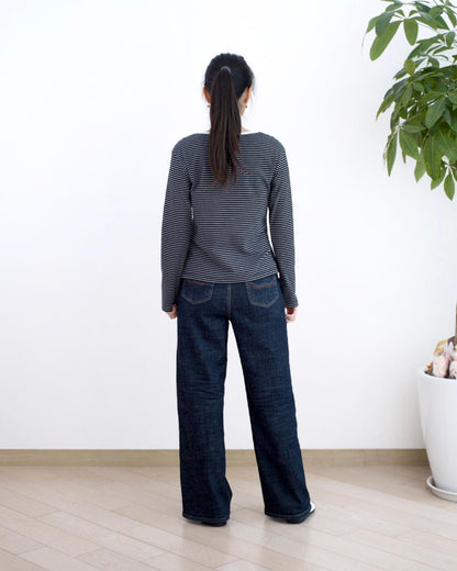 韓國原色闊筒牛仔褲