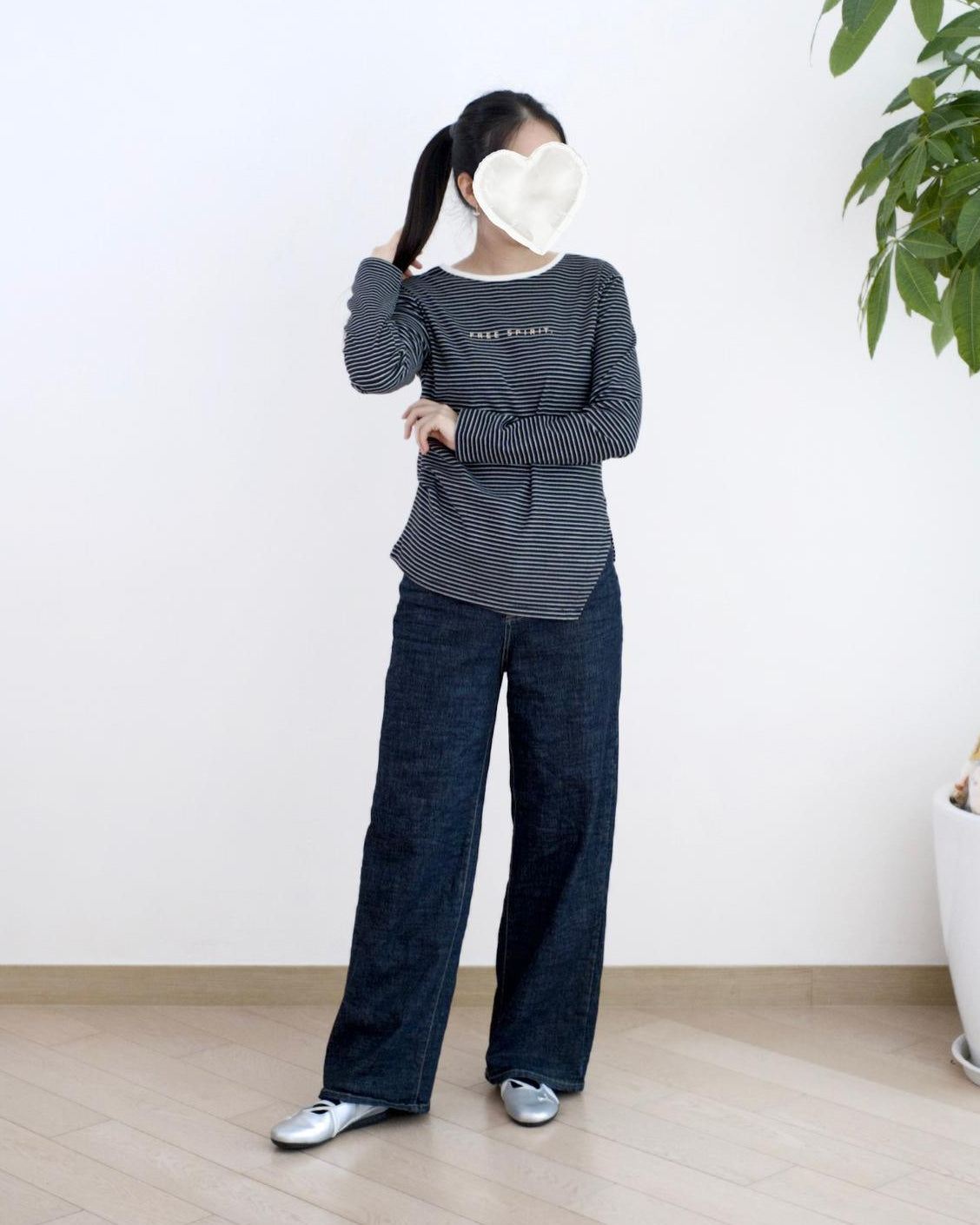 韓國原色闊筒牛仔褲