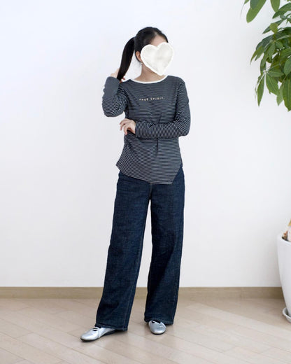 韓國原色闊筒牛仔褲