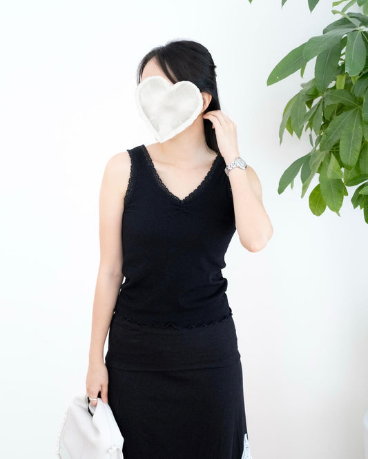 韓國V領Lace邊背心