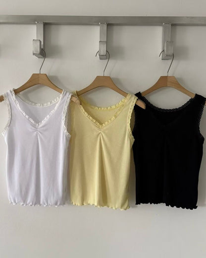 韓國V領Lace邊背心