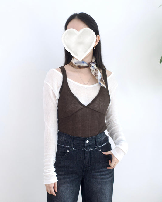 韓國Ruffle邊螺紋Set Top