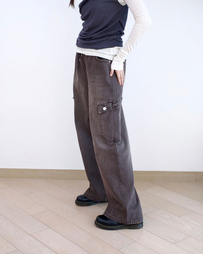 Vikini 洗水闊筒全橡筋牛仔褲