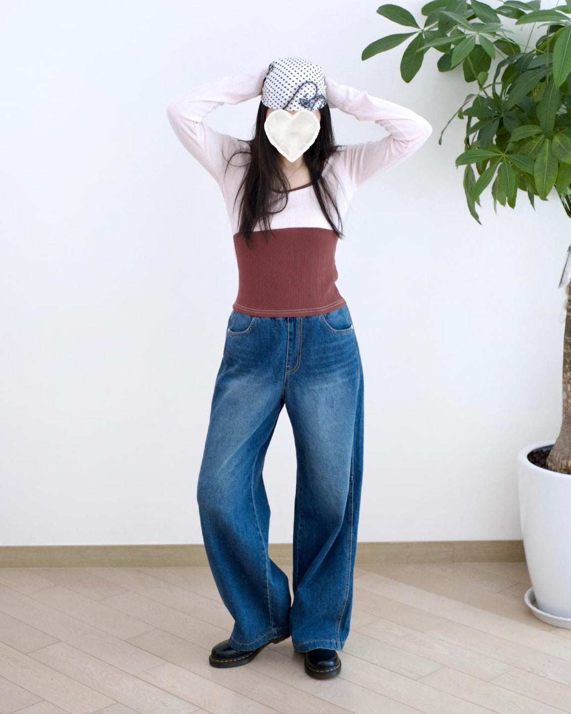 Vikini 洗水闊筒全橡筋牛仔褲