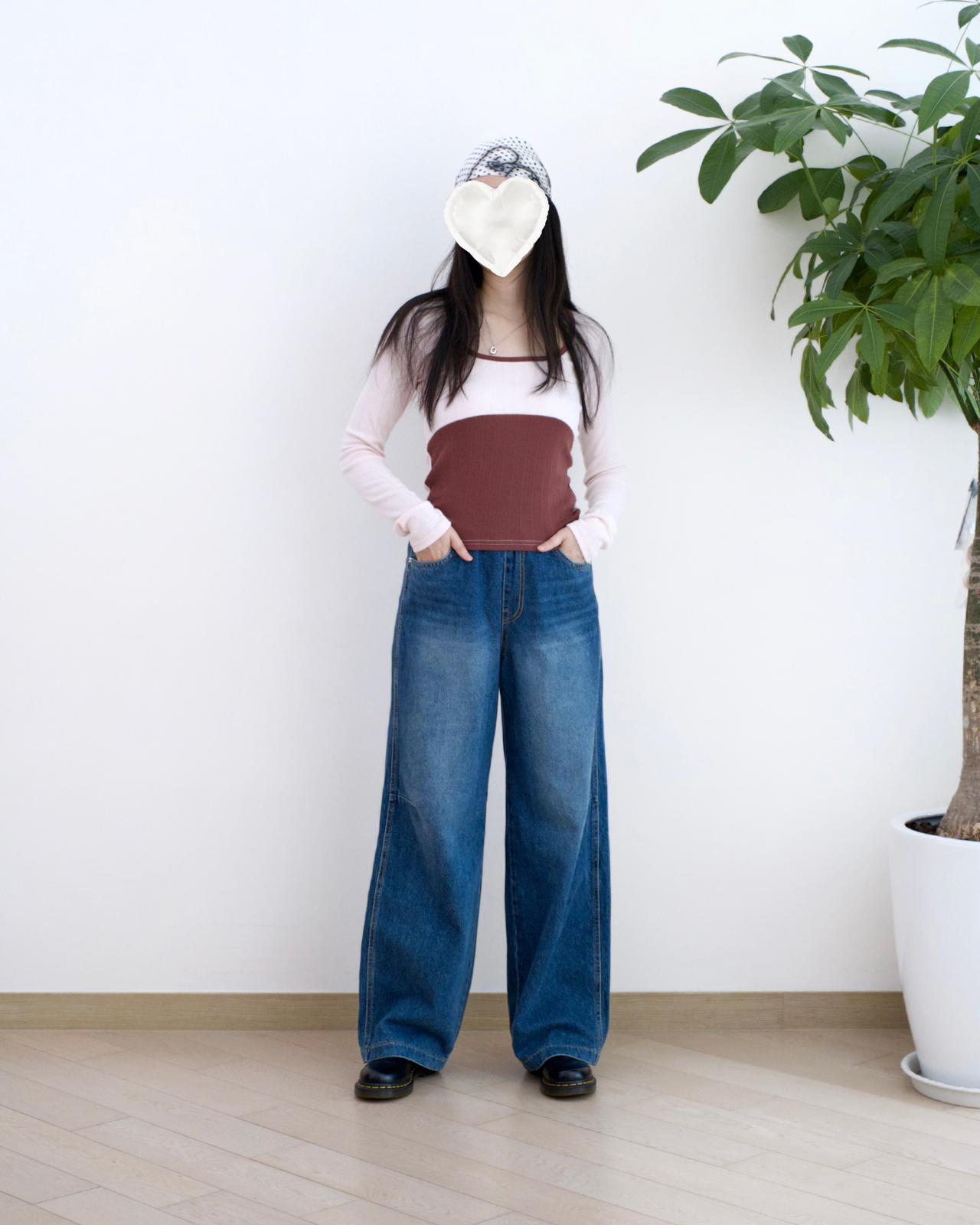 Vikini 洗水闊筒全橡筋牛仔褲