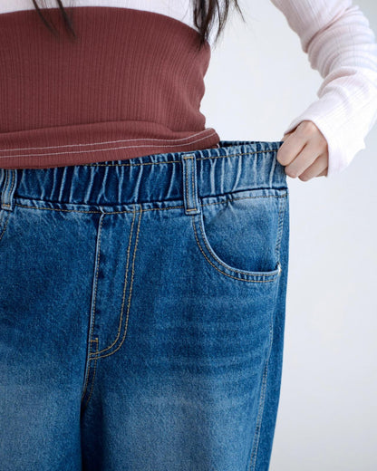 Vikini 洗水闊筒全橡筋牛仔褲