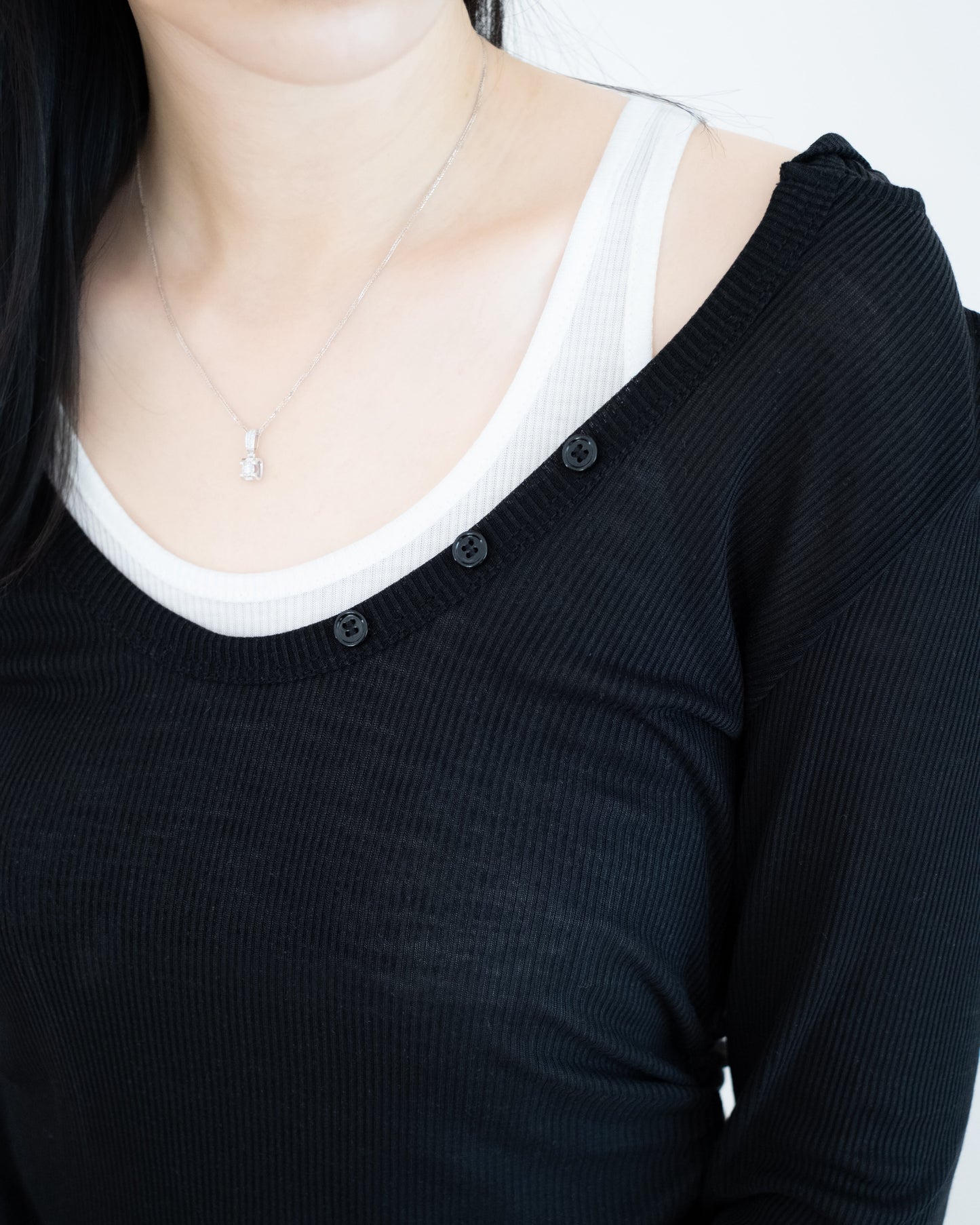 淨色U領修腰Tee Set