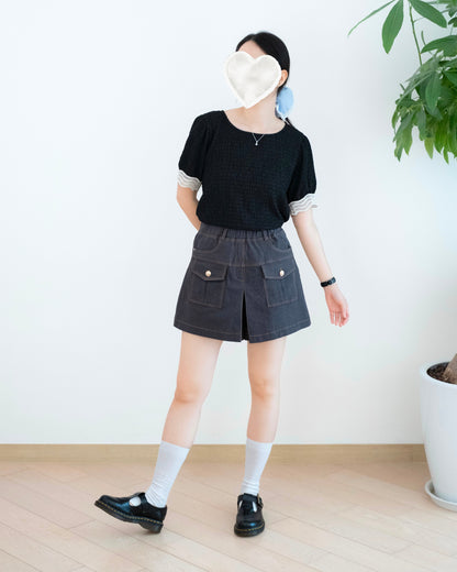 Moci A Cut 鈕扣口袋短裙褲