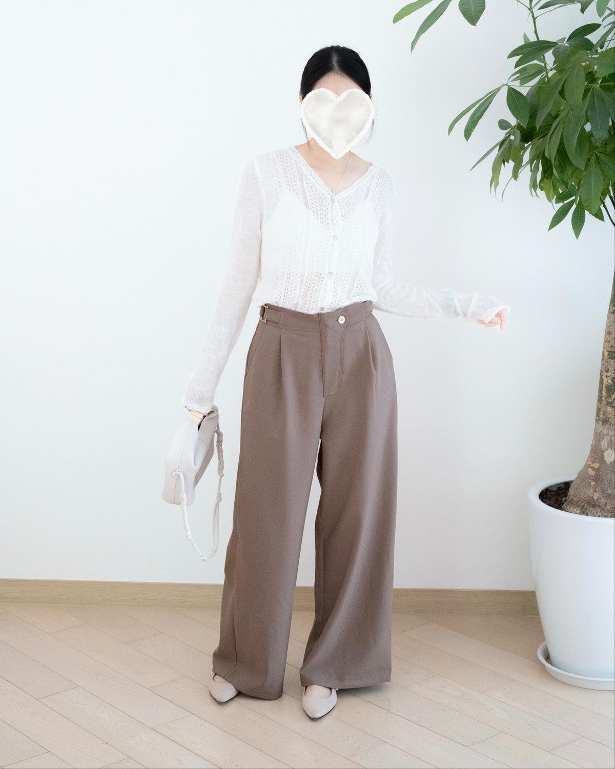 Moci 高級金扣撞立體壓褶西褲