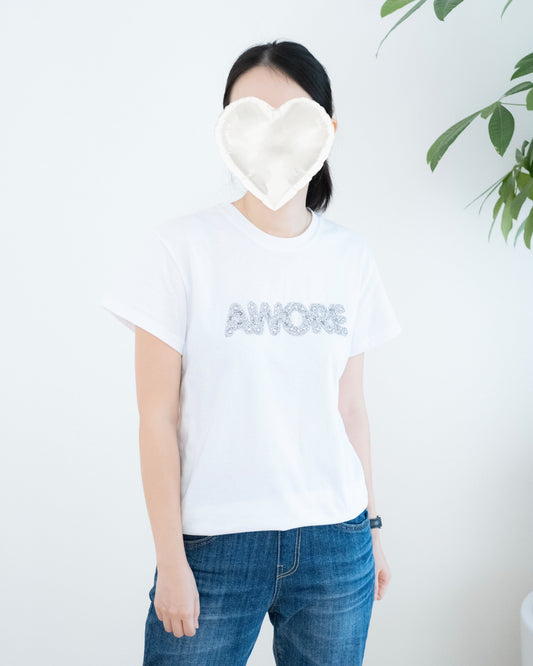 圓領閃鑽"Amore"字母Tee