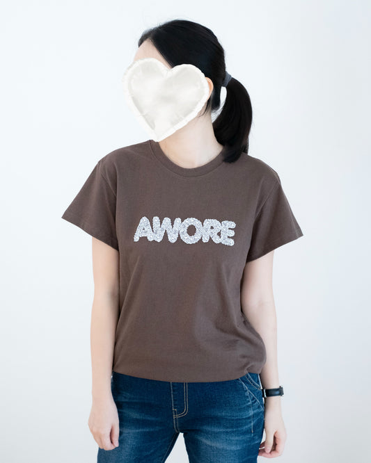 圓領閃鑽"Amore"字母Tee