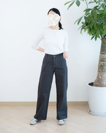 Eltoo 明線直筒扯布褲