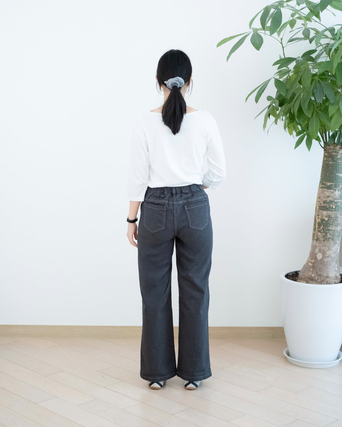 Eltoo 明線直筒扯布褲