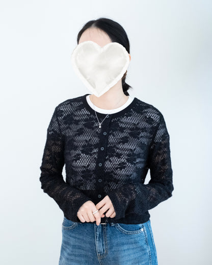 微透Lace鏤空針織短外套