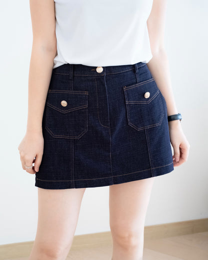 Moci A Cut 口袋牛仔短裙褲