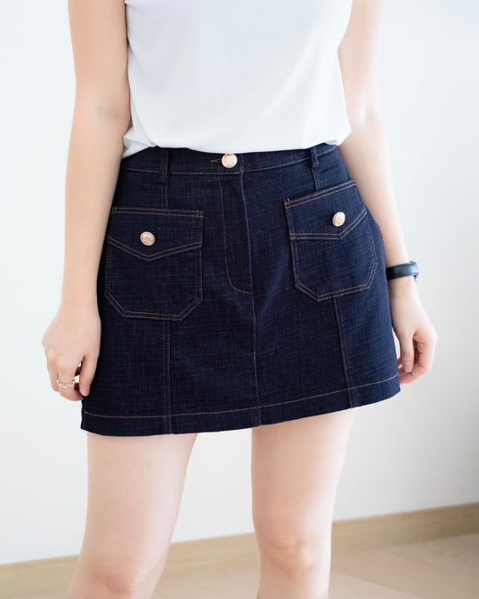 Moci A Cut 口袋牛仔短裙褲