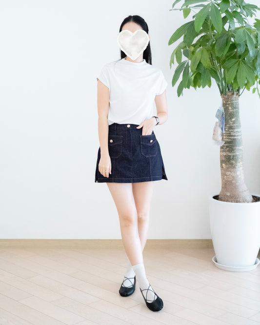 Moci A Cut 口袋牛仔短裙褲