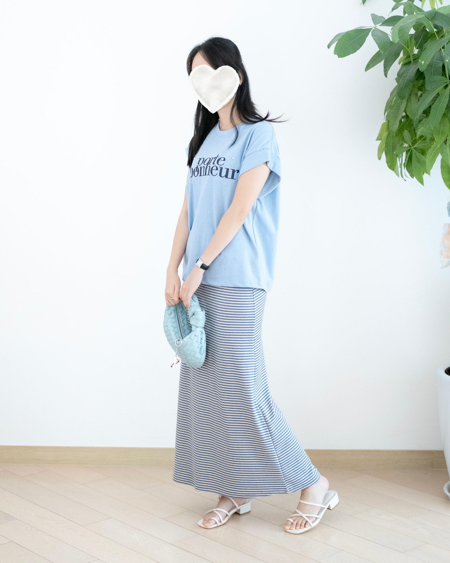 韓國棉質後開衩休閑裙