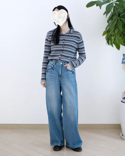 Howluk 側併接車骨闊筒牛仔褲