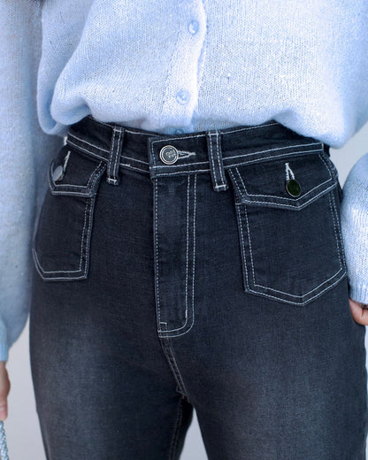 Odd Eye 小口袋微喇叭牛仔褲︎