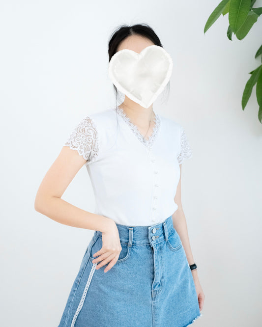 韓國針織Lace手袖Top