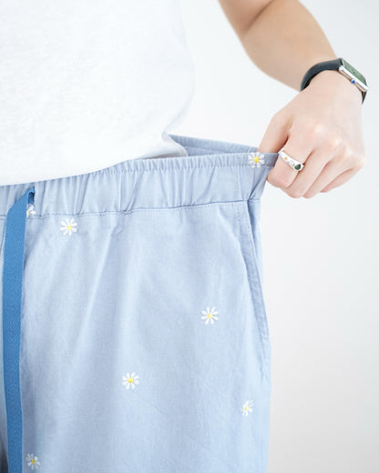 韓國雛菊刺繡闊腳扯布褲