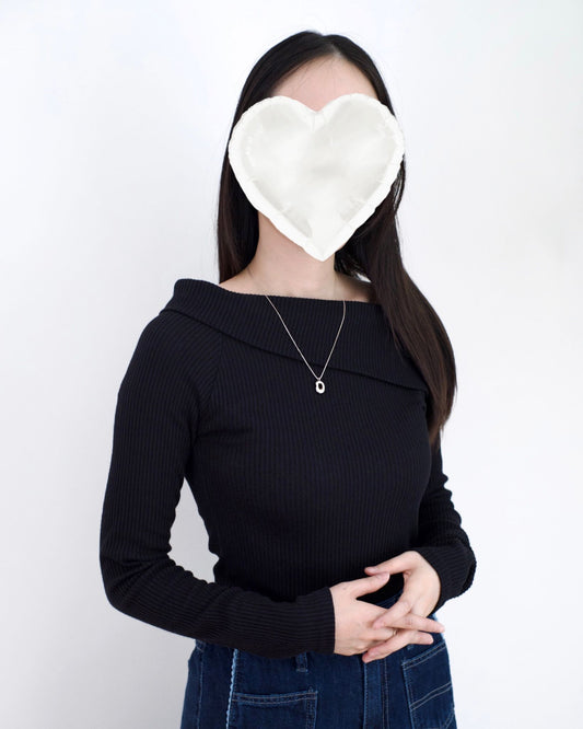 韓國斜肩淨色Top