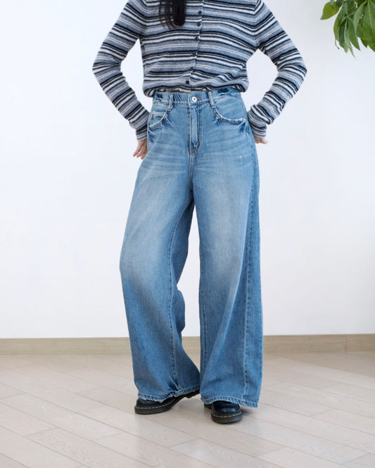 Howluk 側併接車骨闊筒牛仔褲