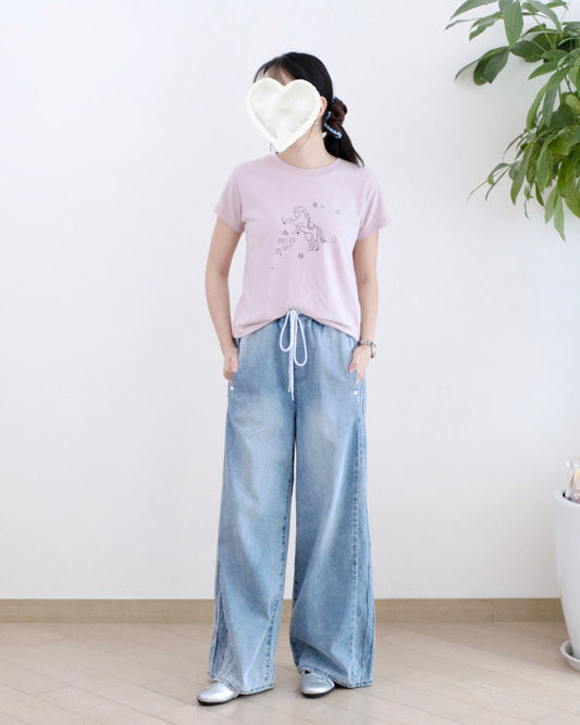 Howluk 全橡筋闊筒牛仔褲