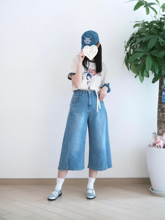Howluk ᴄᴏᴏʟ七分闊筒牛仔短褲