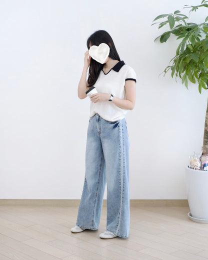 Howluk 釘珠闊筒牛仔褲