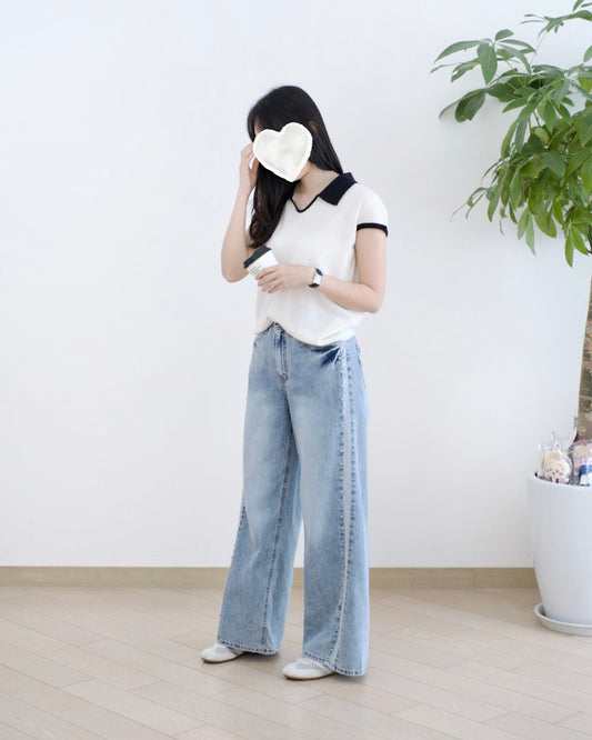 Howluk 釘珠闊筒牛仔褲