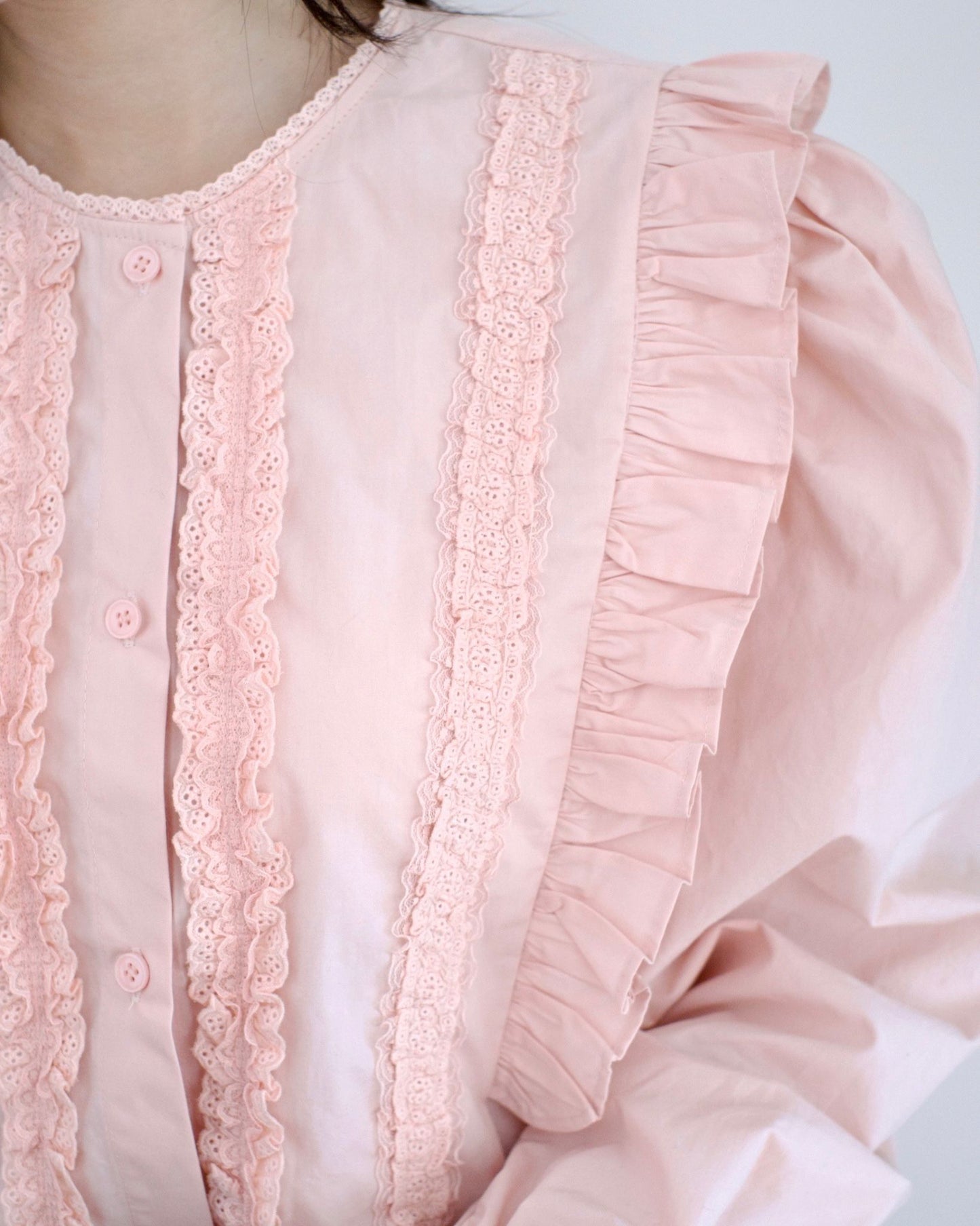 韓國Lace Ruffle襯衫